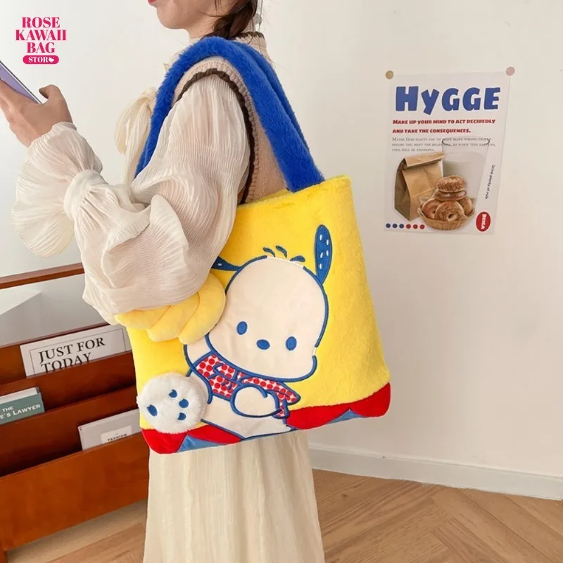 

Sanrio Plushie Bag Cartoon Pachacco Handbag Cute Anime High-Capacity Kawaii Plush Pachacco Bag Girl's Heart Handbag for Girls