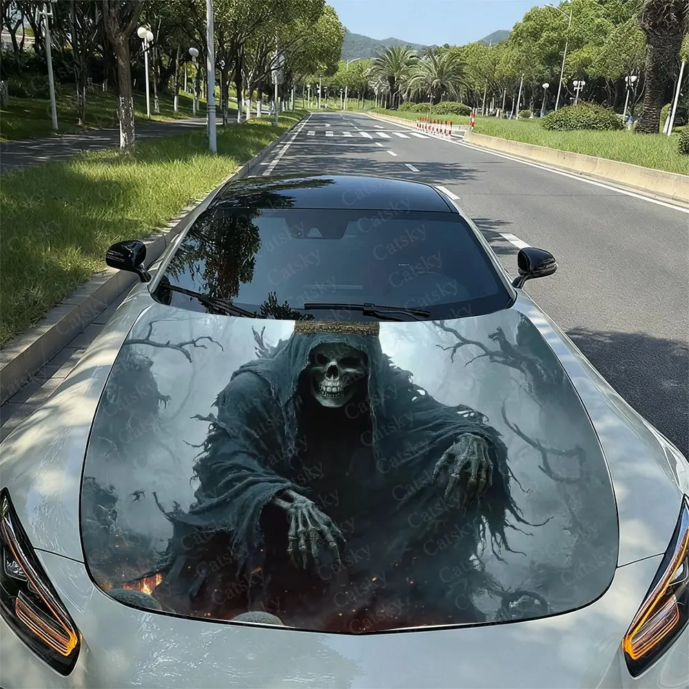 

Наклейка на капот автомобиля Skeleton King - прочная виниловая пленка из ПВХ для большинства автомобилей, защитная наклейка на крышку двигателя