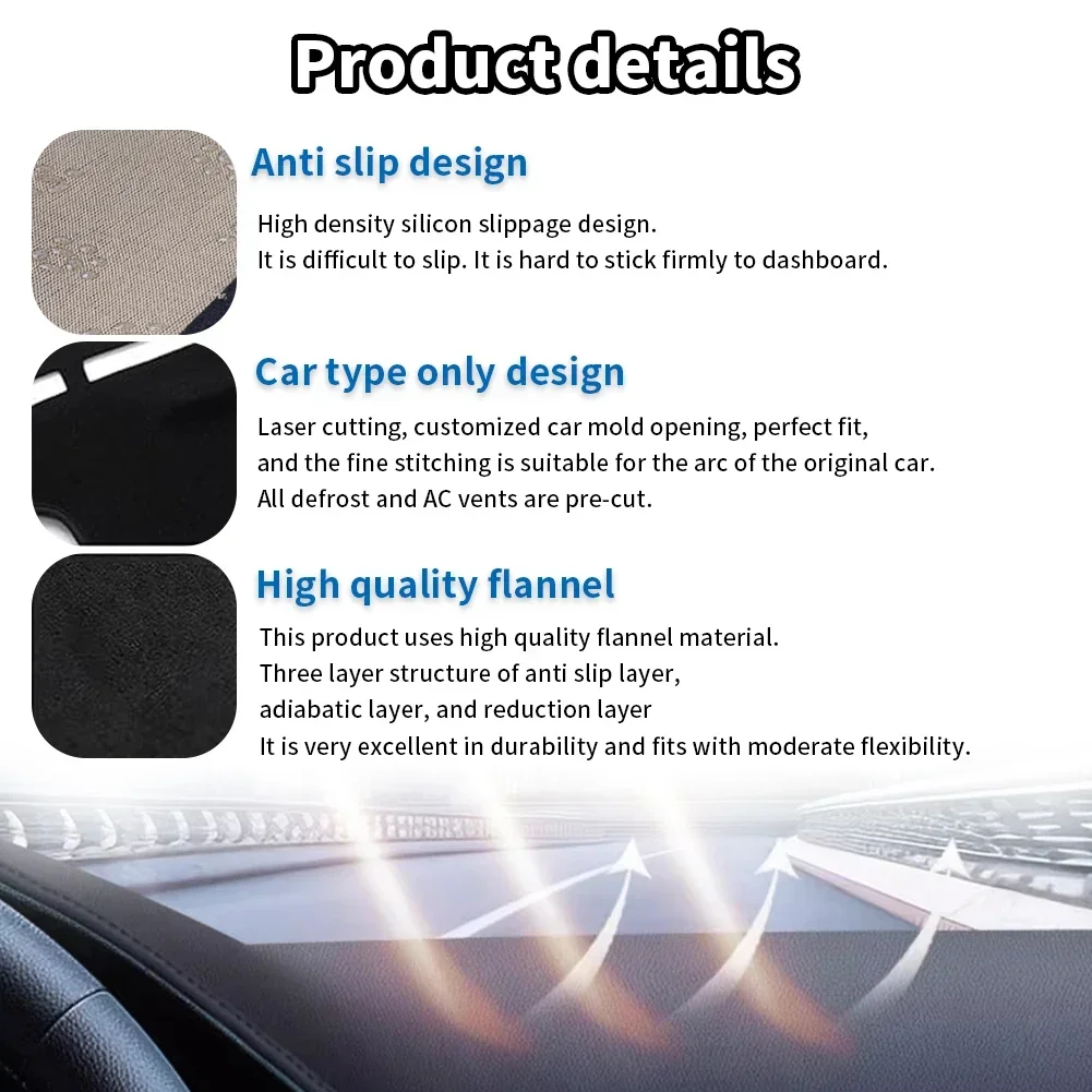 for Mercedes Benz C-Class W205 S205 A205 C205 Coupe Car Dashboard Cover Sunshade Non‑Slip Protector Dash Mat Interior Decor Pad view 4