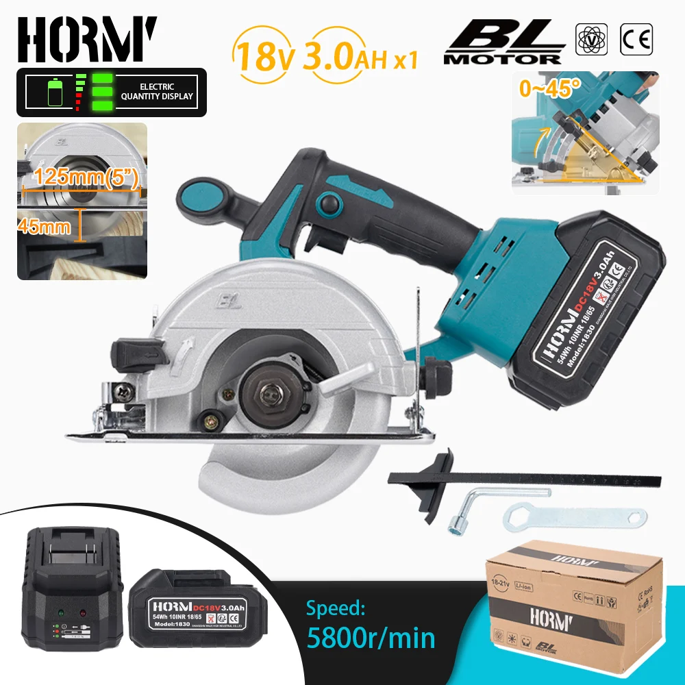 

5 inch 125mm Brushless Circular Saw Cutter 5800RPM Adjustable Chainsaw Wood Cutting Machine For Makita 18V Battery Power Tool