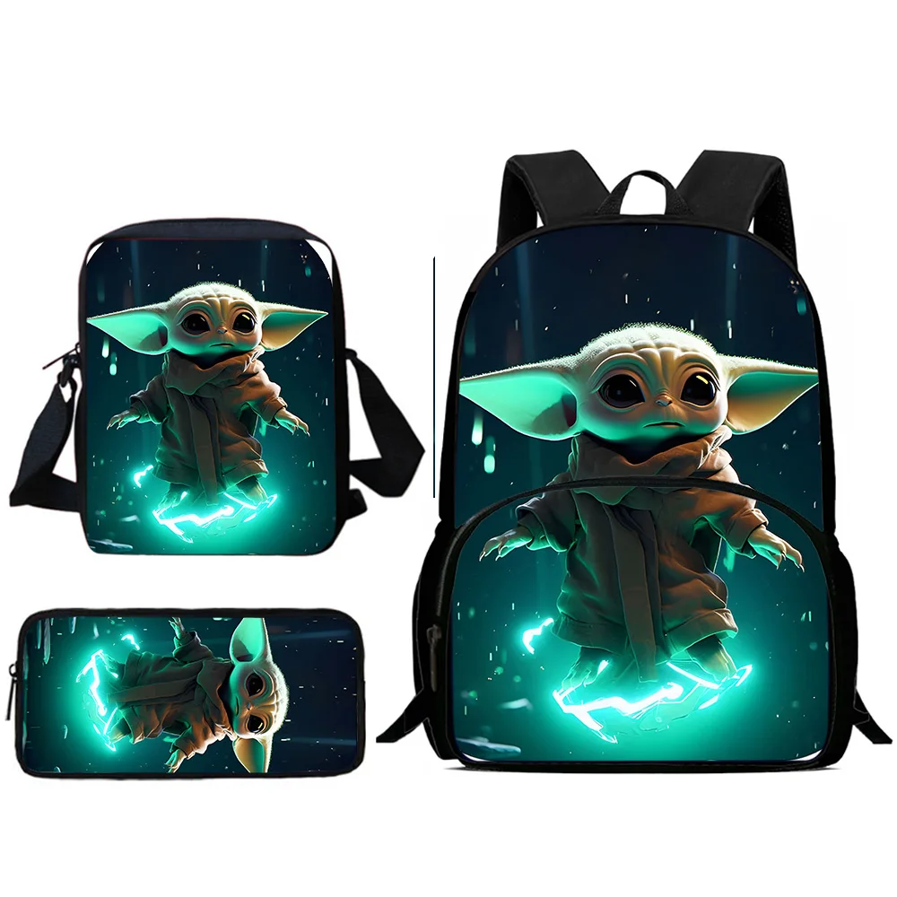 3Pcs Set Star Mandalorians Child Backpacks Shoulder Bag Pencil Case Pupil Large Capacity School Bags for Boys Girls Best Gift