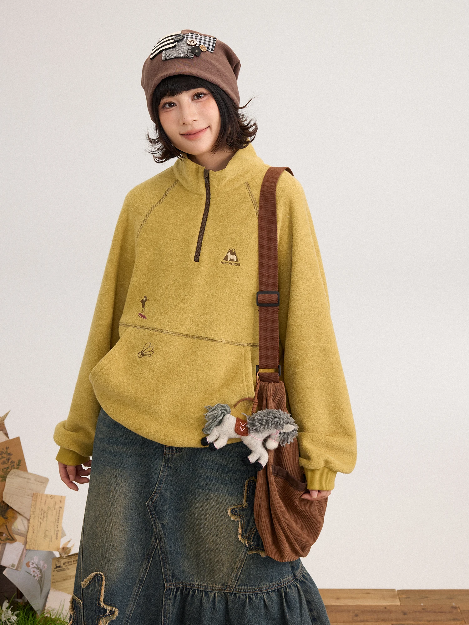 

Теплый круглый свитшот с вышивкой в стиле ретро, цветной, спортивный, женский пуловер-худи на весну