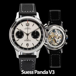 Tianjin Movment ST19 1963 Polit Men Watch Chronograph Air Force Sapphire Mechanical Wristwatch Clock Panda Clock Reloj 1963 38mm