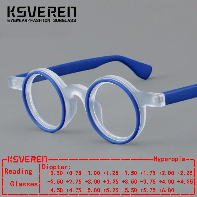 

KSVEREN New Round Reading Glasses for Men Personalized Prescription Glasses Fashion Eyeglasses Frame Women Presbyopic Glasses