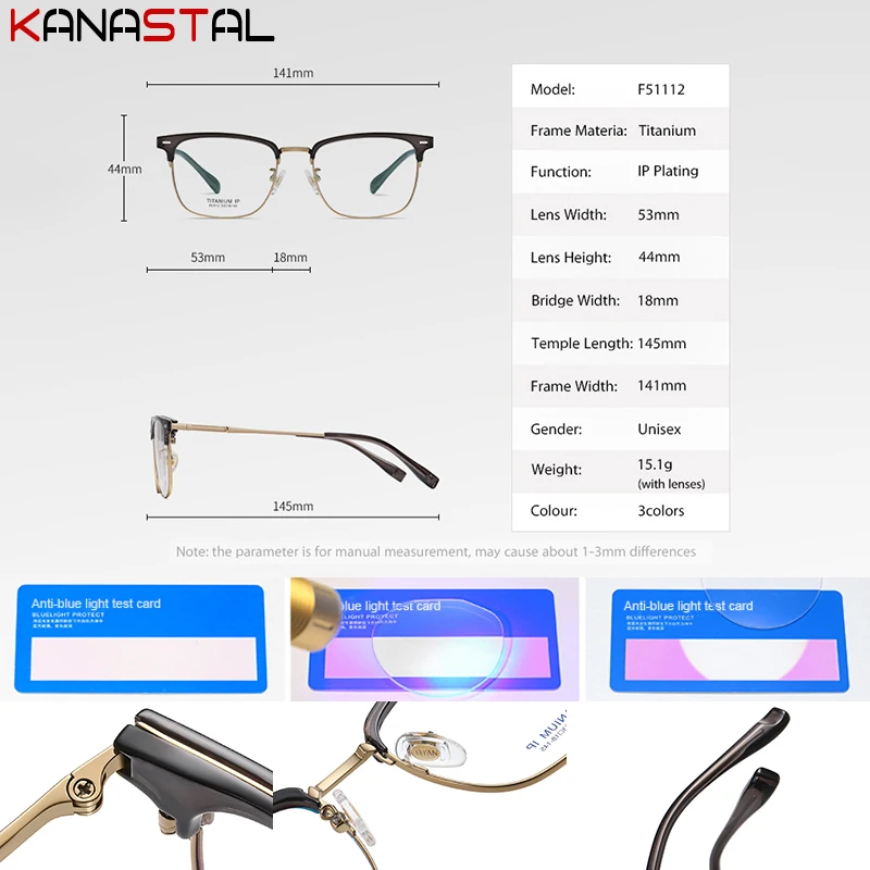 Men Pure Titanium Reading Glasses Prescription Optical Lenses Myopia Eyewear Women Blue Light Blocking Computer Eyeglasses Frame