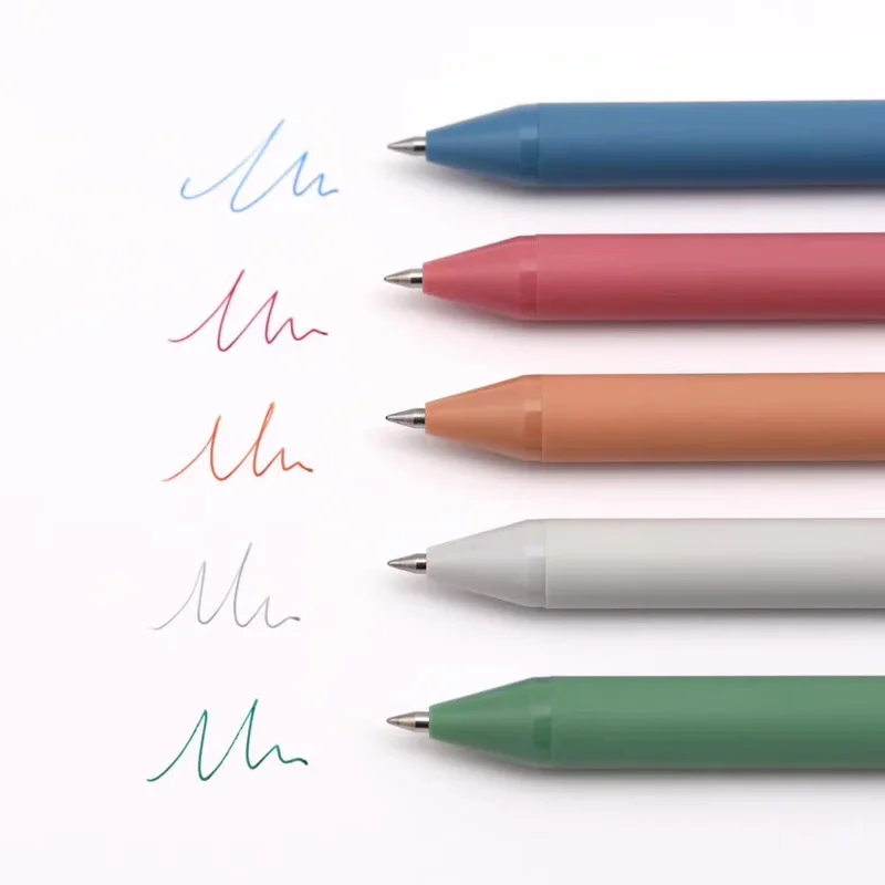 5pcs/box Kaco Retractable Gel Pens Morandi/Rural Color Pens Extra Fine 0.5mm Kawaii Pen for  Planner Making Notes