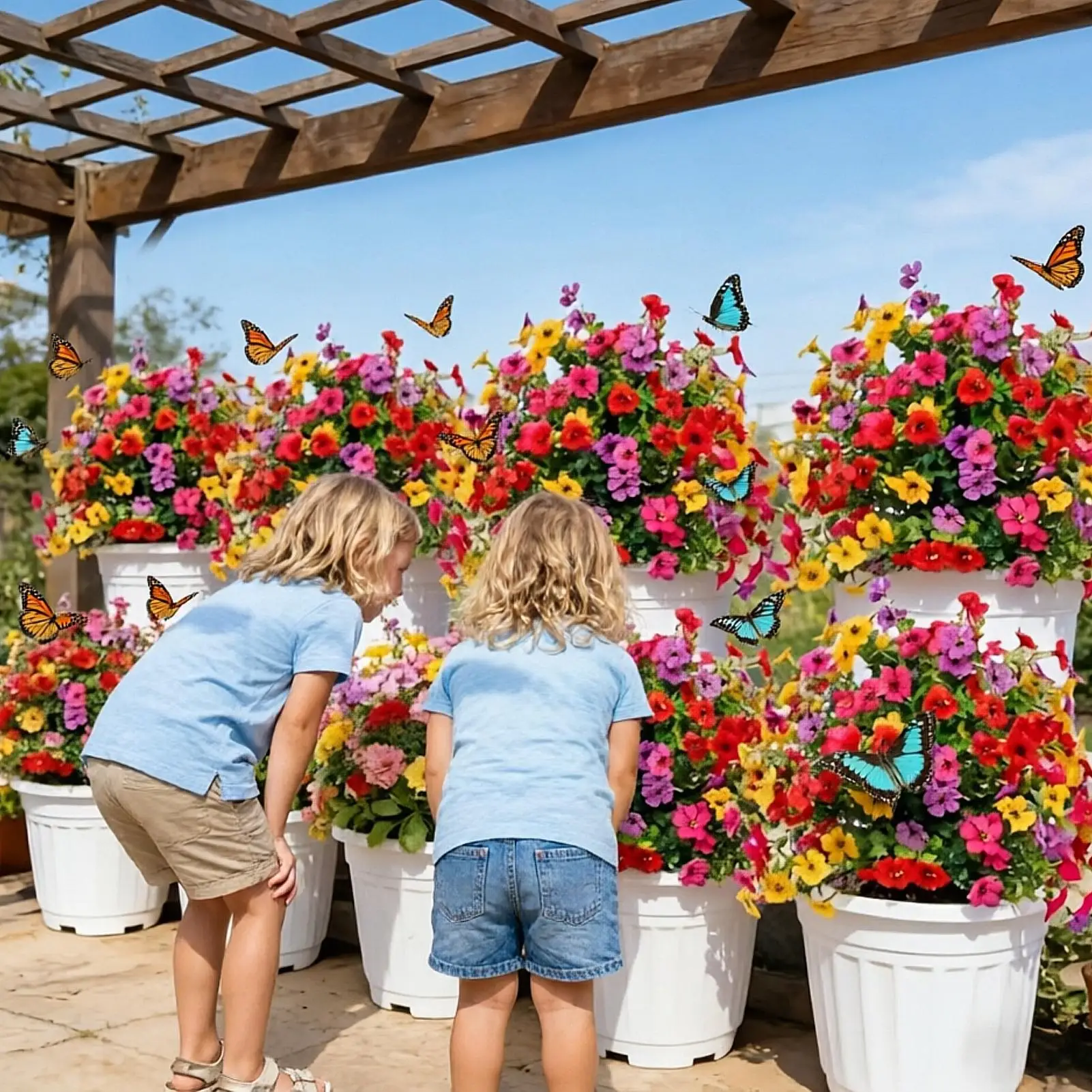 Künstliche Blumen für den Außenbereich, UV-beständig, mit Erdspießen, realistische Kunstpflanzen für Garten, Hof, Terrasse, Veranda, Hochzeit, Party – Detail 3