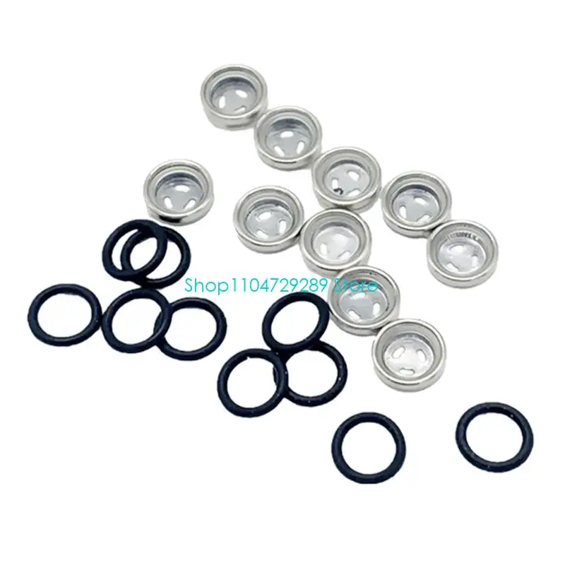 D8KE Brake Reservoir Sight Glass for Motorcycle Service, 10-Piece Clear Glass Parts with Rubber Gasket Pieces for Upkeep