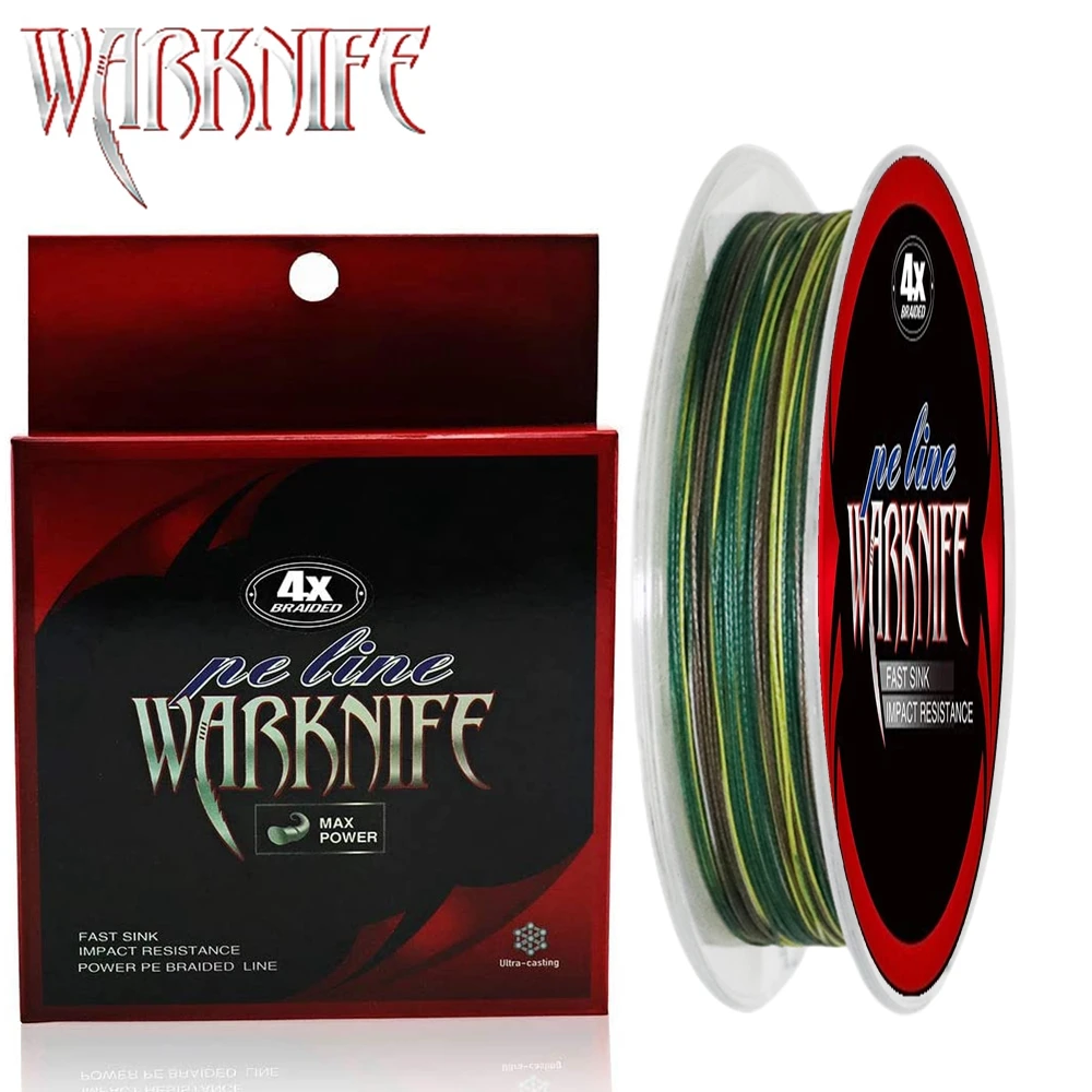 

Warknife Fishing Line X4 100M 300M 6-100lb PE Carp Braided Fishing Line 4Strands 4Weaves Japan Camo Extreme Strong Cord Big Game