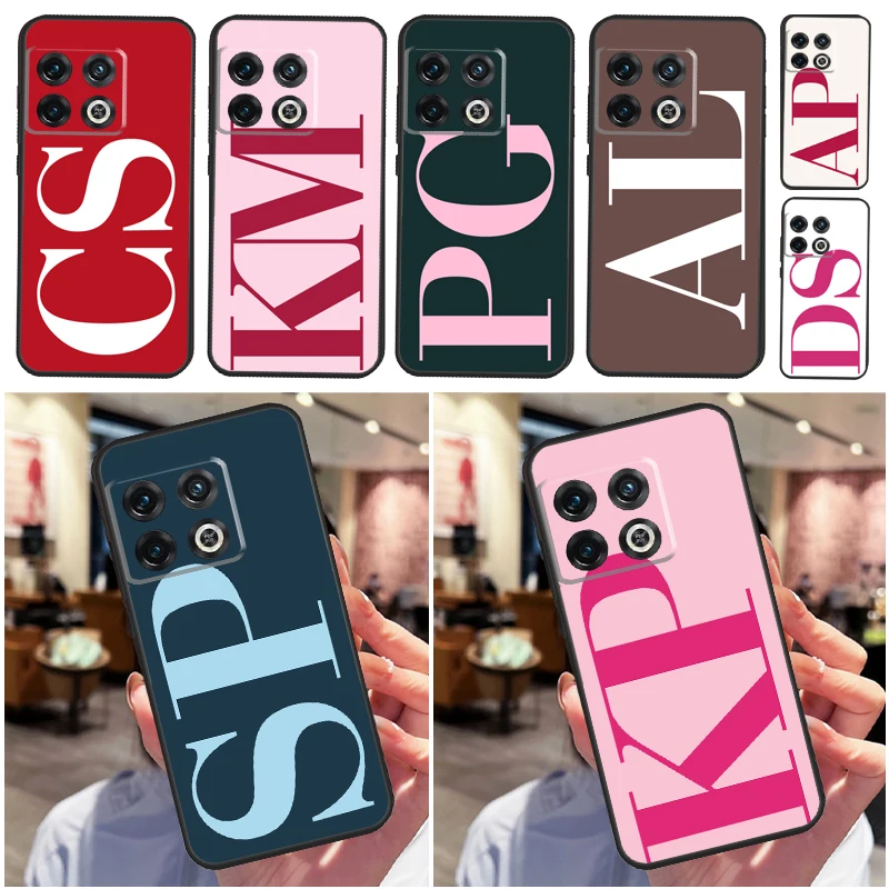 Large Initial Monogram Personalized Case For OnePlus 10 9 Pro 8T 9RT 10T Ace OnePlus Nord N10 N20 N100 N200 2T CE 2 Lite Cover