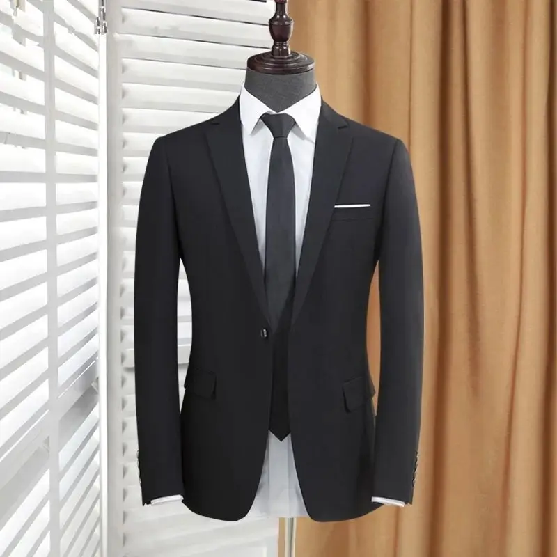 

Корейский стиль: Мужской приталенный костюм-тройка для жениха, свадебный, для шаферов, для группы подружек жениха, компактный костюм для торжественных мероприятий