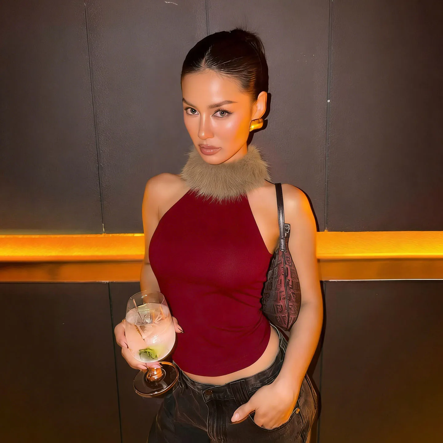 

Винтажные лоскутные топы на бретелях с меховой отделкой и воротником, рождественские полые майки без рукавов, женские летние модные уличные майки 2025, вечерние