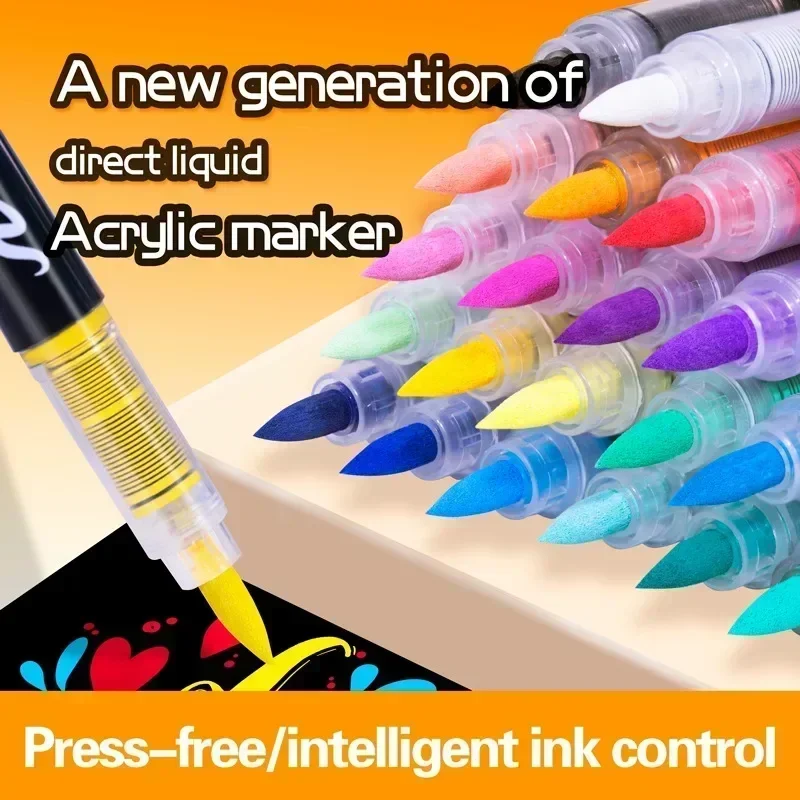 12-168 ألوان أكريليك أقلام الطلاء علامات فرشاة تلميح علامات الطلاء لطلاء الصخور الخشب قماش الحجر ، هدية الكريسماس Crafts بها بنفسك الحرف
