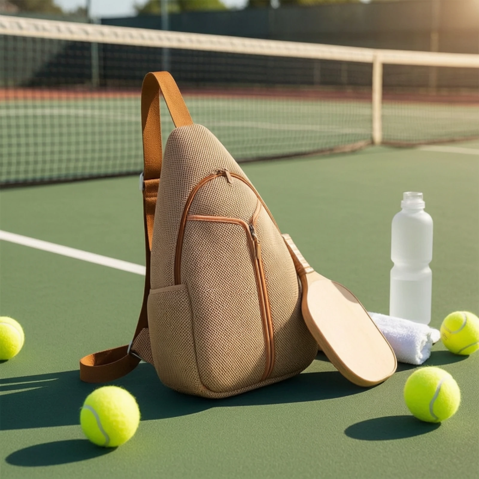 Racquet Sling Bag Lightweight Pickleball Bag Padded Comfortable for Commuters, Practice Sessions, Everyday Carry