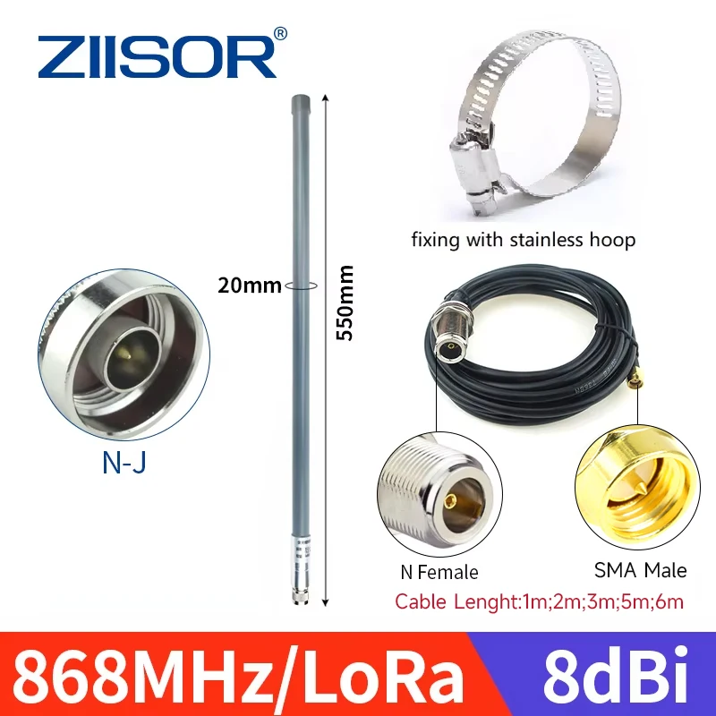 Outdoor LoRa Antenna 868 MHz for EU Meshtastic 868MHz Hotspot Antennas for Lorawan Long Range SMA Male with 3D-FB Cable