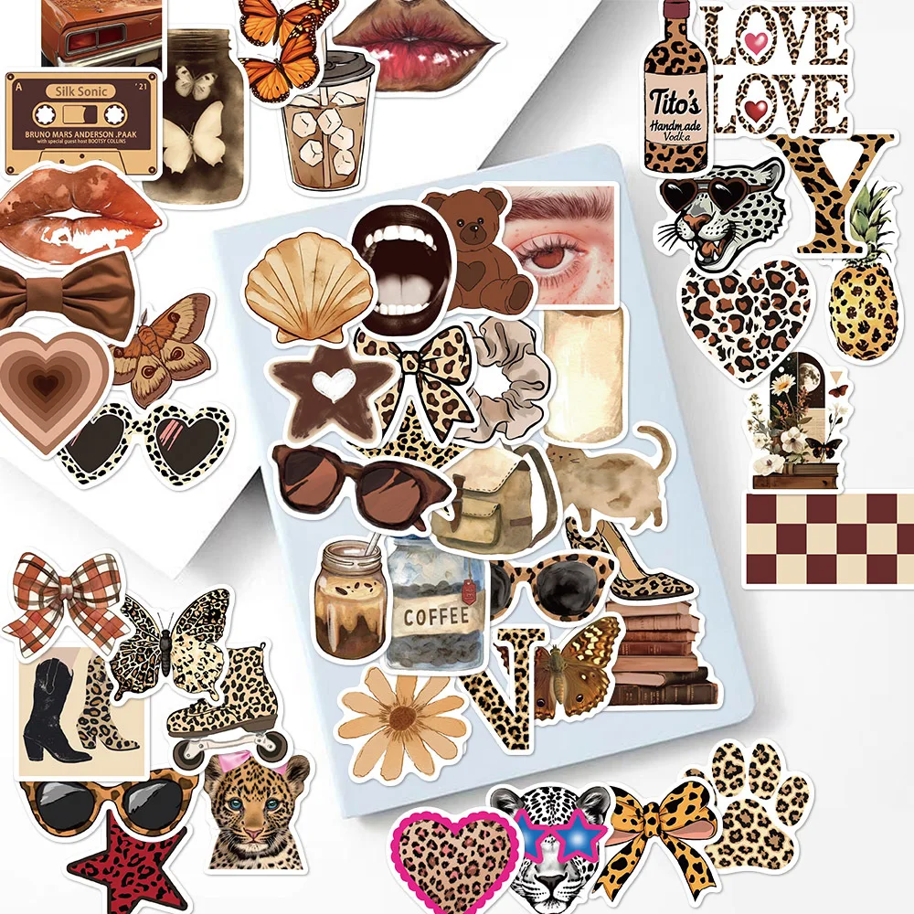 10/30/50PCS Cartoon Das Es Mädchen Leopard Print Mode Aufkleber DIY Dekoration PVC Wasserdicht Skateboard Notebook graffiti Spielzeug