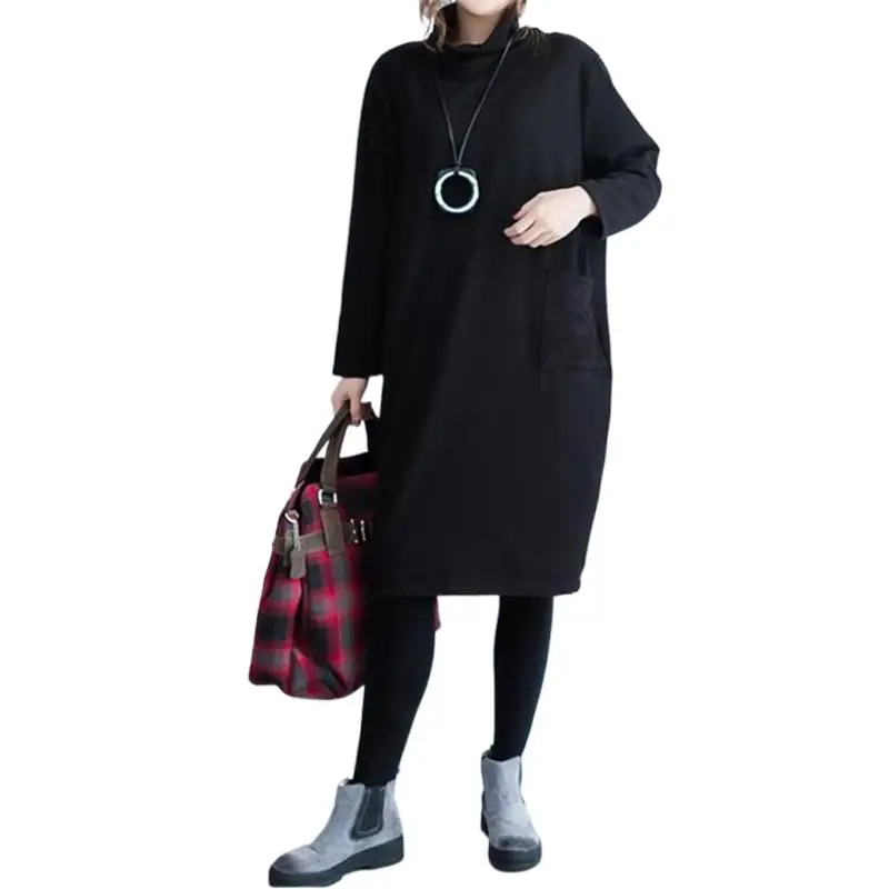 

2024 Women Autumn Winter Long Sweatshirts New Fashion Tutleneck Pullovers Black Casual Slim Solid Color Female Harajuku Clothing