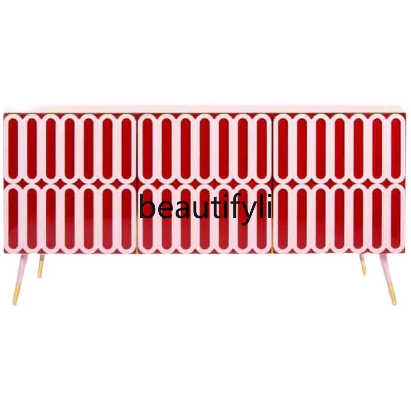 

American porch cabinet locker simple post-modern light luxury home decoration cabinet living room solid wood