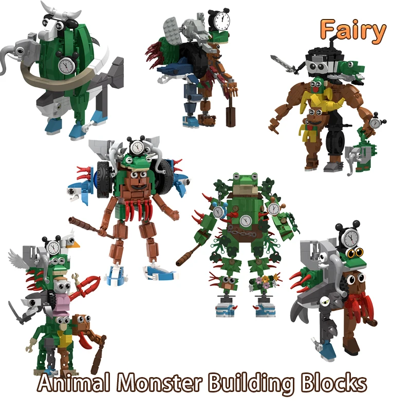 

Italian Brainrot Animal MOC Building Blocks Tung Tung Tung Sahur Frog Elephant Orangutan Goat Desk Ornament Party Favors