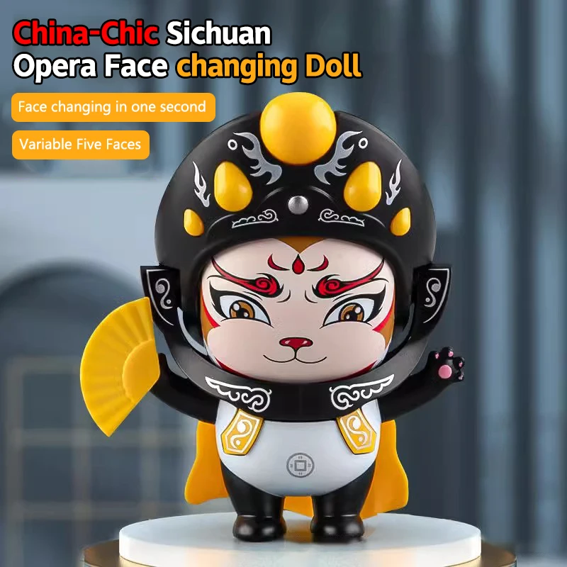 Sichuan Face Changing Dolls China Chinese Style Fortune Faces Change Makeup Crafts Ornament Children's Toy Gifts New Year