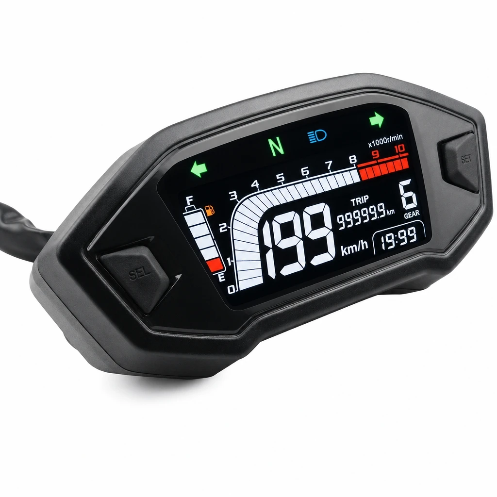 Universal Motorcycle Digital Speedometer Tachometer  Dashboard 7 Colors Backlight Odometer Fit 2-4 Cylinder Motorbike