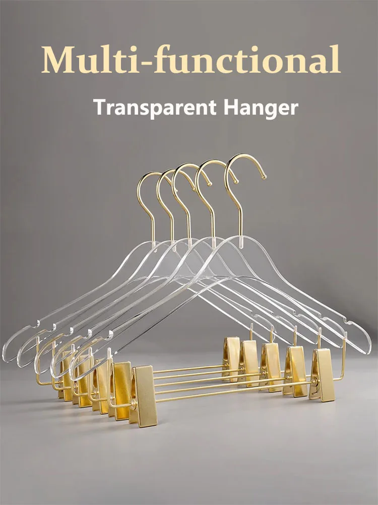 

10 шт./компл., прозрачная акриловая вешалка для одежды, органайзер для брюк, хранилище в шкафу, брюки с зажимом, сушилка для одежды,