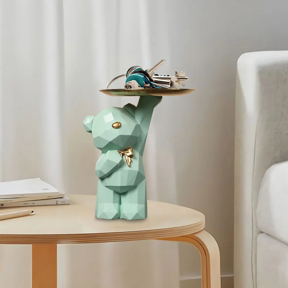 الراتنج جميل الشمال الدب المنحوتات مفاتيح حامل هندسية الدب تمثال الطابق صينية زخرفة للمنزل ديكور رف الكتب ديكور #5