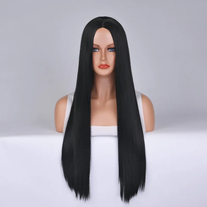 Synthetic Halloween Cos Costume Wig Colorful Party Long Middle Part Straight Hair with Bangs for Women Festival Headpiece