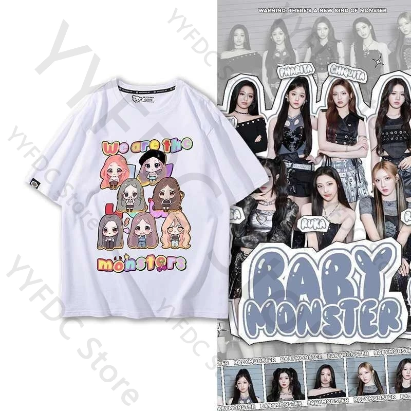 

‌ Футболка BABYMONSTER Kpop Fashion We Are The Babymonster, футболка с мультяшным принтом для мужчин и женщин, удобные хлопковые футболки с короткими рукавами