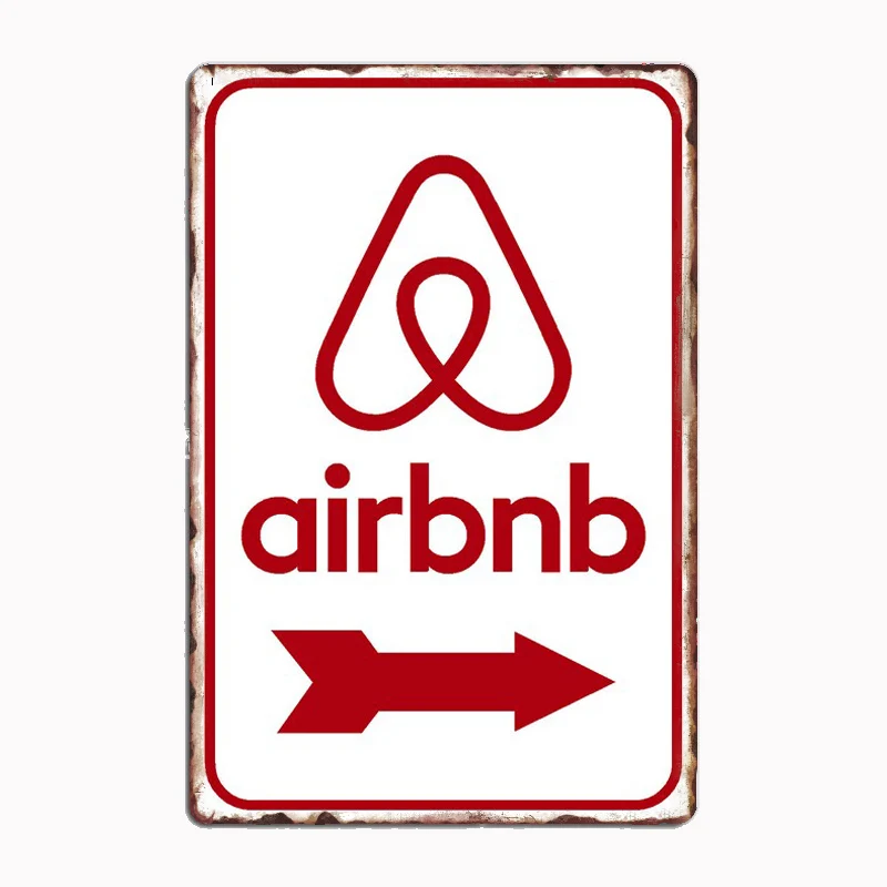

Airbnb (Right Arrow) Metal Sign Poster Garage Room Decor Automobile Club Custom Tin Vintage Home Garden And Yard Wall Decor