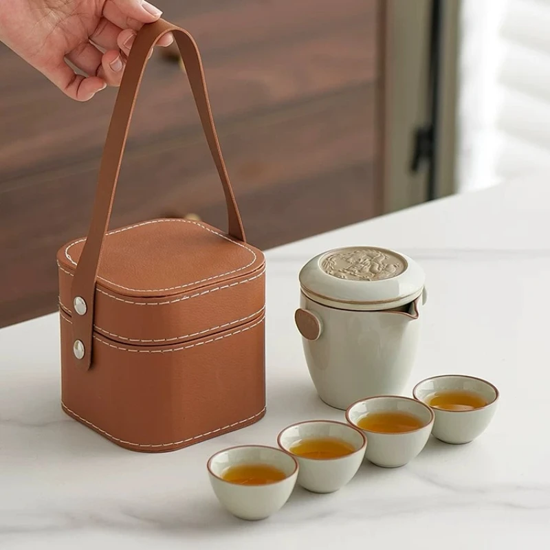 220ml Goods Tea Sets Cute Portable Party Porcelain Tea Sets Ru Kiln Vintage Loucas Porcelanas Conjunto Coffee Accessories