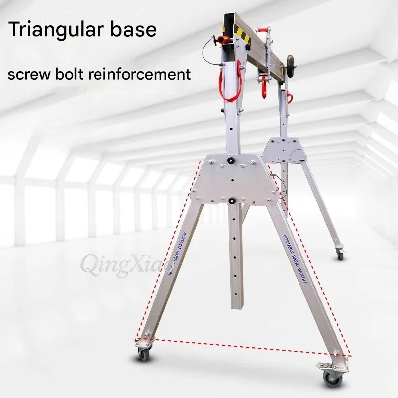 Portable Aluminum Alloy Folding Gantry Crane With 360 Degree Swivel Casters For Workshop Garage Light Duty Lifting Equipment