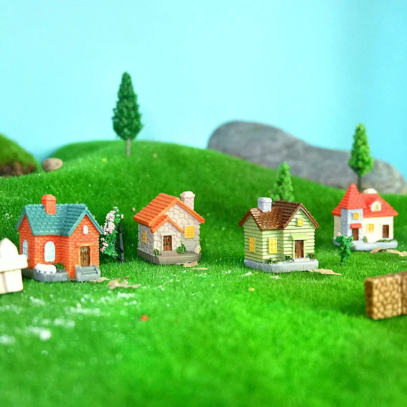 [MA]Decor Resin Ornament Miniature Fairy Garden House Villa Miniature Landscape Bonsai Decor Outdoor DIY Dolls House Decoration