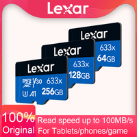 Original Lexar 633x Micro SD Card 32GB microSDHC/microSDXC 64GB 128GB 256GB A1/A2 512GB Memory Card Read Up to 100MB/s TF Cards