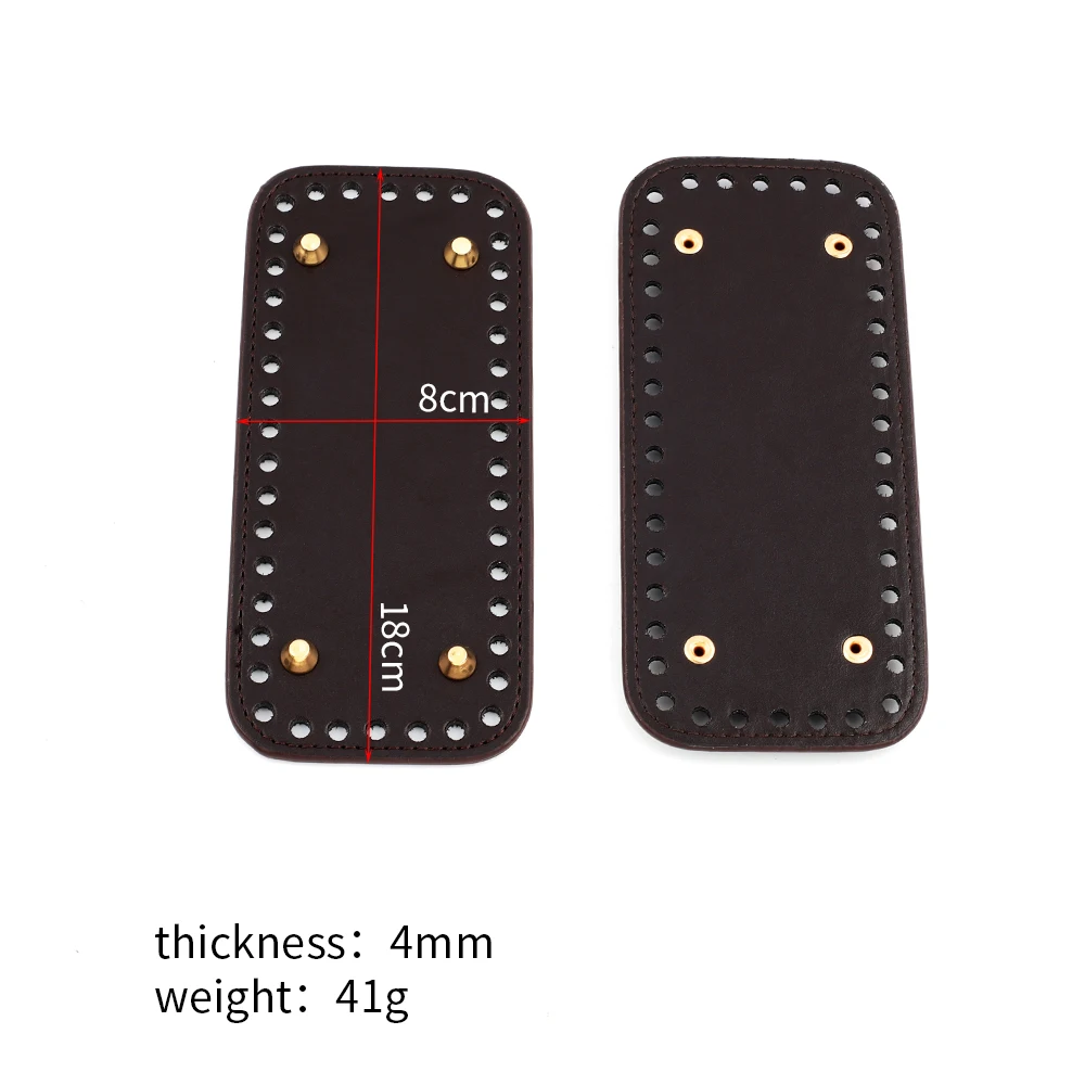 Fundo longo artesanal para saco de malha Base de couro PU Base durável com furos Acessórios de crochê DIY 8x18cm