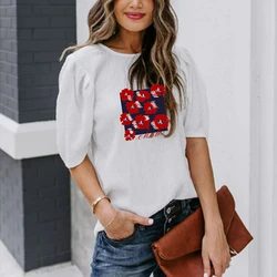 Women's Top Popular Versatile Elegant Youth Lady Short Sleeved Tops 2025 Summer New Fashion Vintage Solid Color Women's Tee