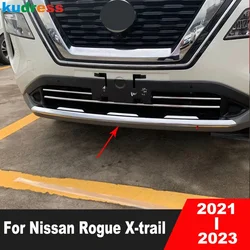 Front Bottom Bumper Cover Trim For Nissan Rogue X-trail T33 2021-2022 2023 Chrome Car Racing Grille Molding Strip Accessories