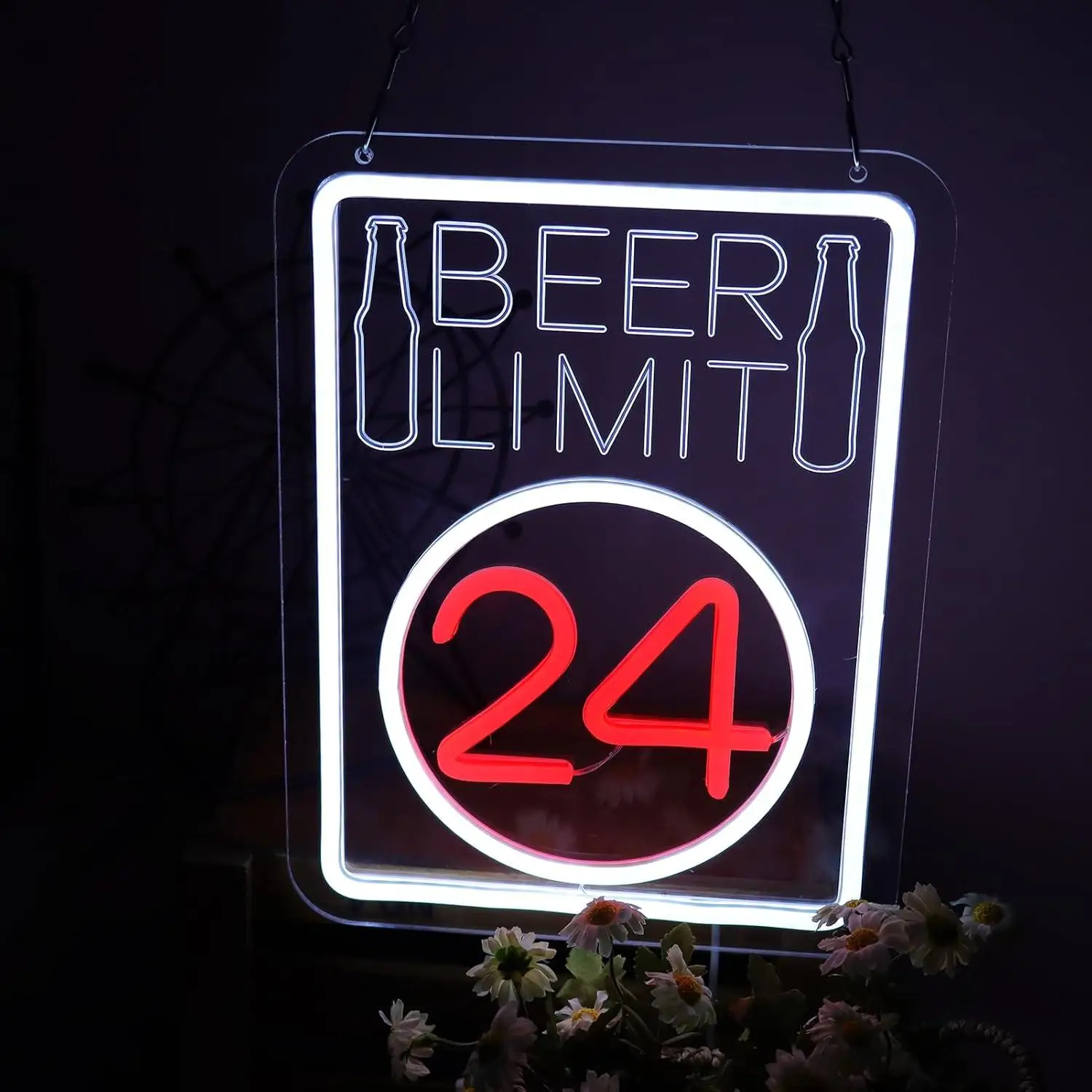 Beer Limit 24 Neon Sign USB Dimmable LED Light for Home Bar Pub Party Man Cave Funny Wall Decor Themed Decor Gifts Night Light