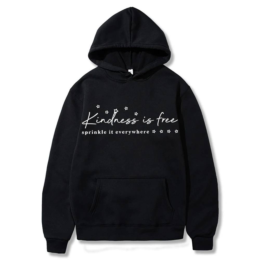 Funny Christian Hoodie Kindness Is Free Humor Sayings Shirt Jesus Religious Quote Merch Minimalist Positive Motivational Hoodies