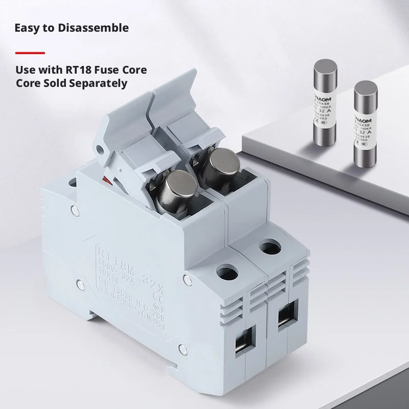 RT18 Fuse Base, 32A/63A, 500-690V AC, DIN Rail, LED Indicator, Flame-Retardant, 3C Certified