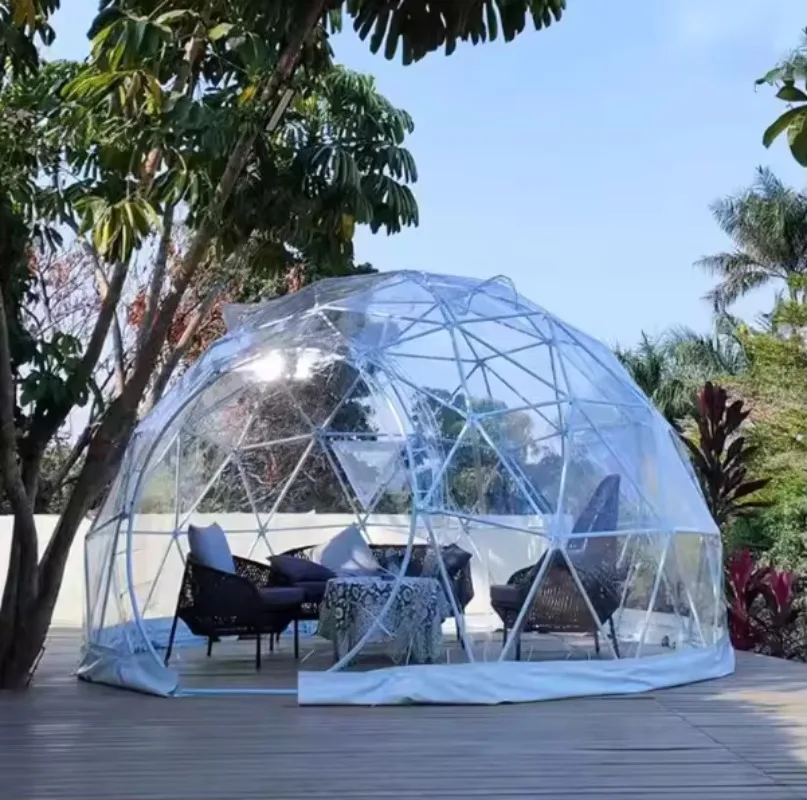 Transparent Geodesic Dome Tent for Glamping Prefabricated PC Bubble House with Steel Frame Mobile Sunroom for Resort Outdoor Use