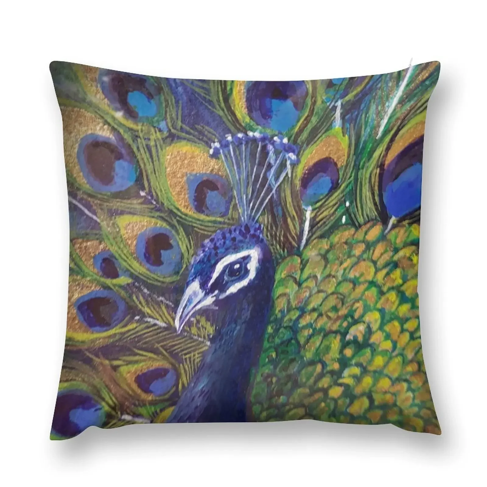 

Blue & Gold Peacock Love Design Throw Pillow bed pillows sleeping pillows Sofa Cover pillow