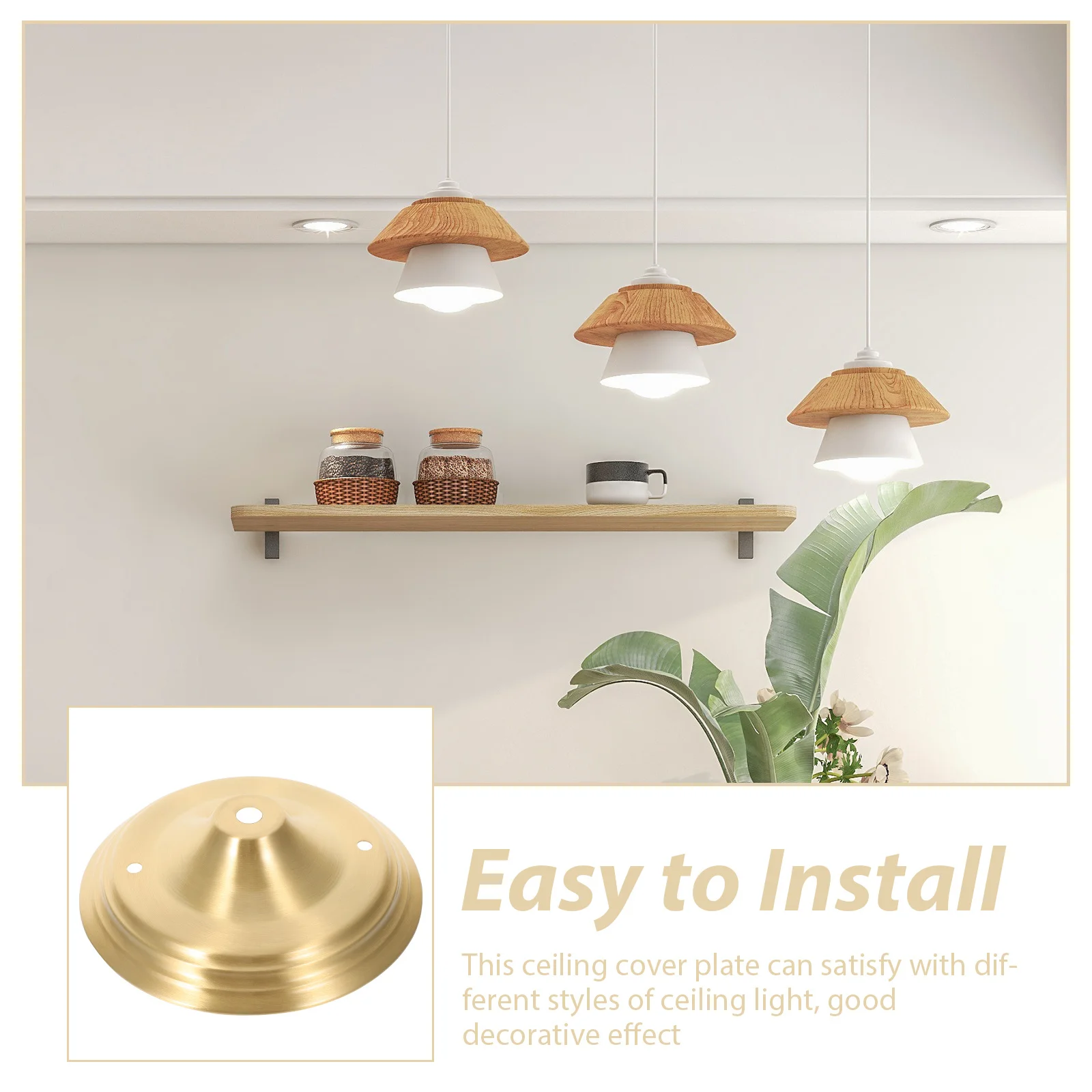 

Ceiling Light Cover Plate Copper Vintage Industrial Ceiling Canopy Plate Pendant Light Mounting Bracket for Home Corridor Cafe
