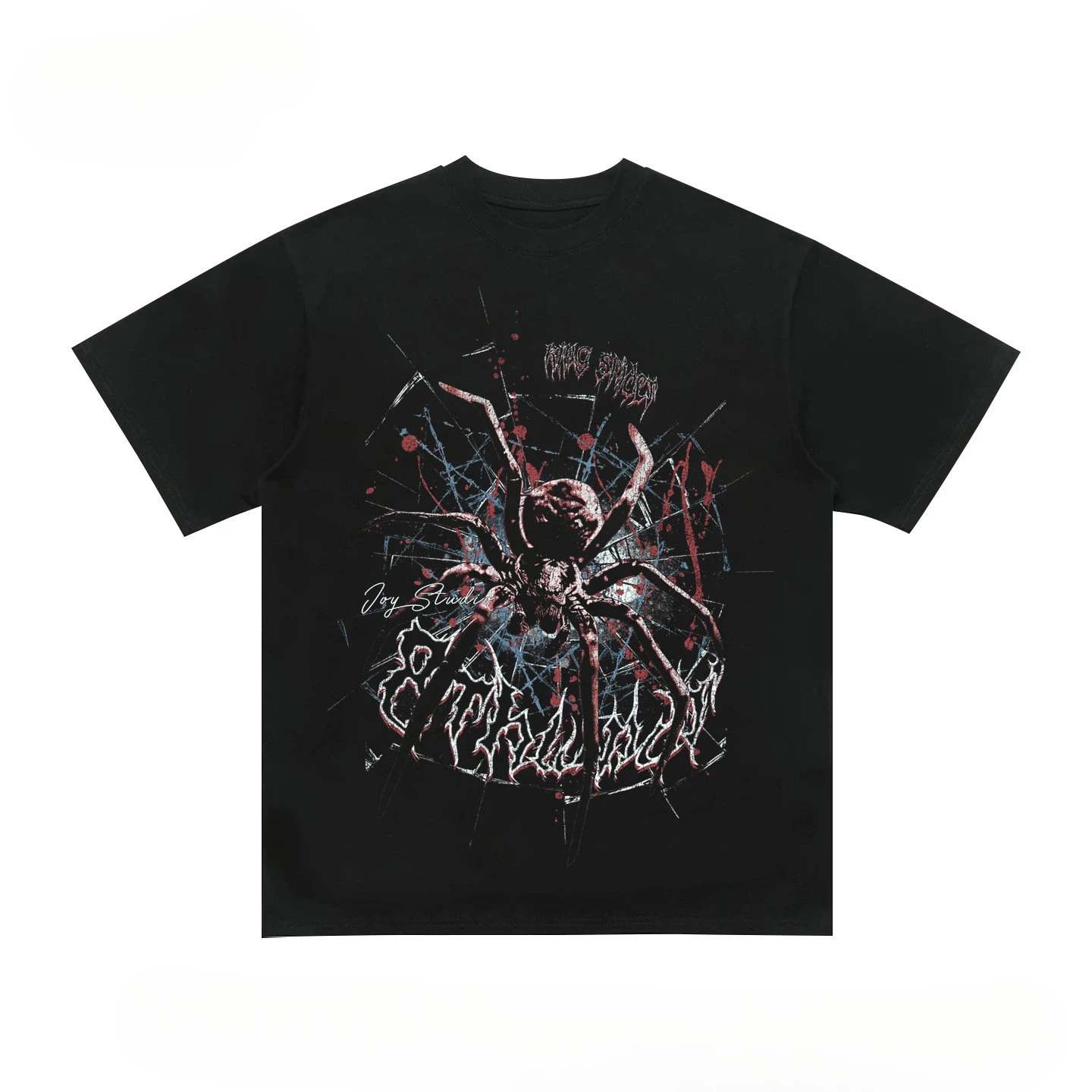 Vintage Spider Web Broken Glass Gothic Graphic Tee Cotton Mens Womens T-Shirt Summer Streetwear