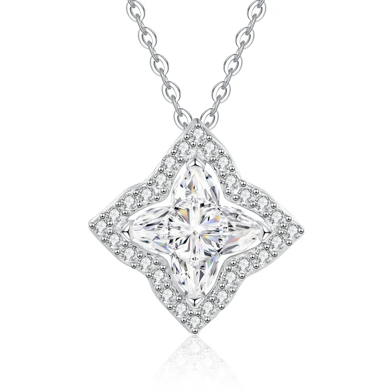 

XL555 Lefei Fashion Luxury Classic Moissanite Color D 1 Cart Clover Necklace For Charms Women s925 Sterling Silver Party Jewelry