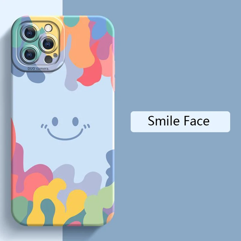 Luxury Ice Cream Smile Face Case For iPhone 15 14 13 12 11 Pro Max Mini X XS XR 7 8 Plus SE 2020 Shockproof Soft Silicone Cover