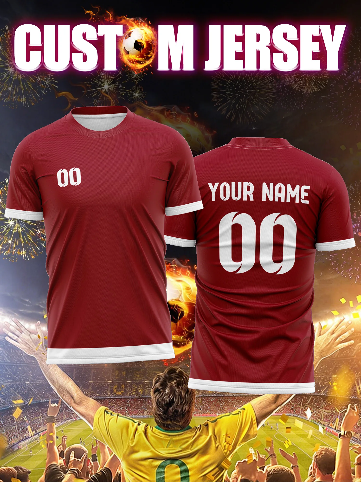 

Футболка для футбола с индивидуальным изображением, номером и именем, модная уличная одежда, легкая и мягкая повседневная футбольная экипировка