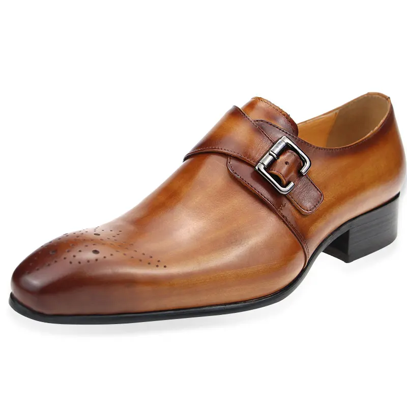 Zapatos de cuero informales Para hombre, calzado personalizado con hebilla única, producto más vendido