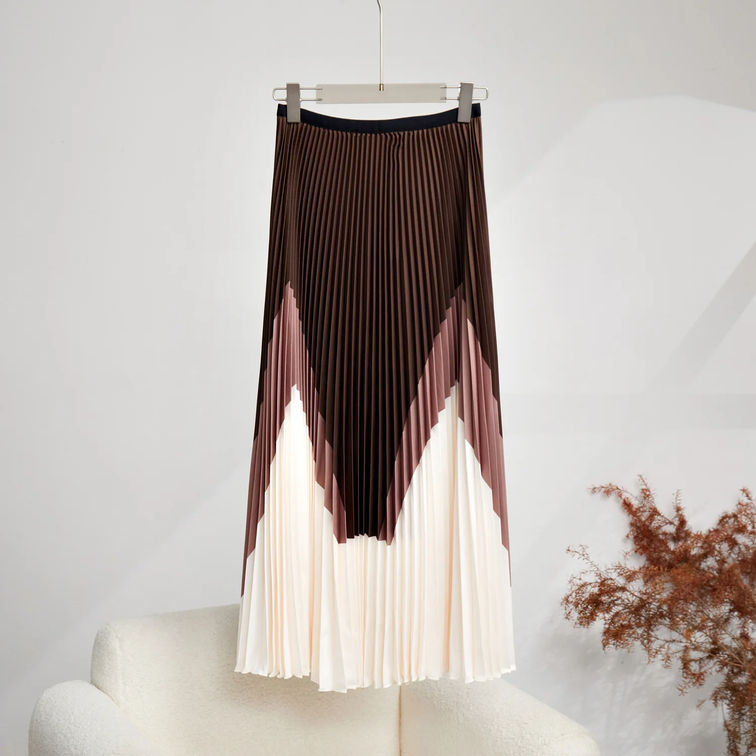 Costumes de jupe de piste pour femmes, manches longues, imprimé bloc tournant, t-shirt et jupes longues, vintage élégant, ensemble 2 pièces, tenues