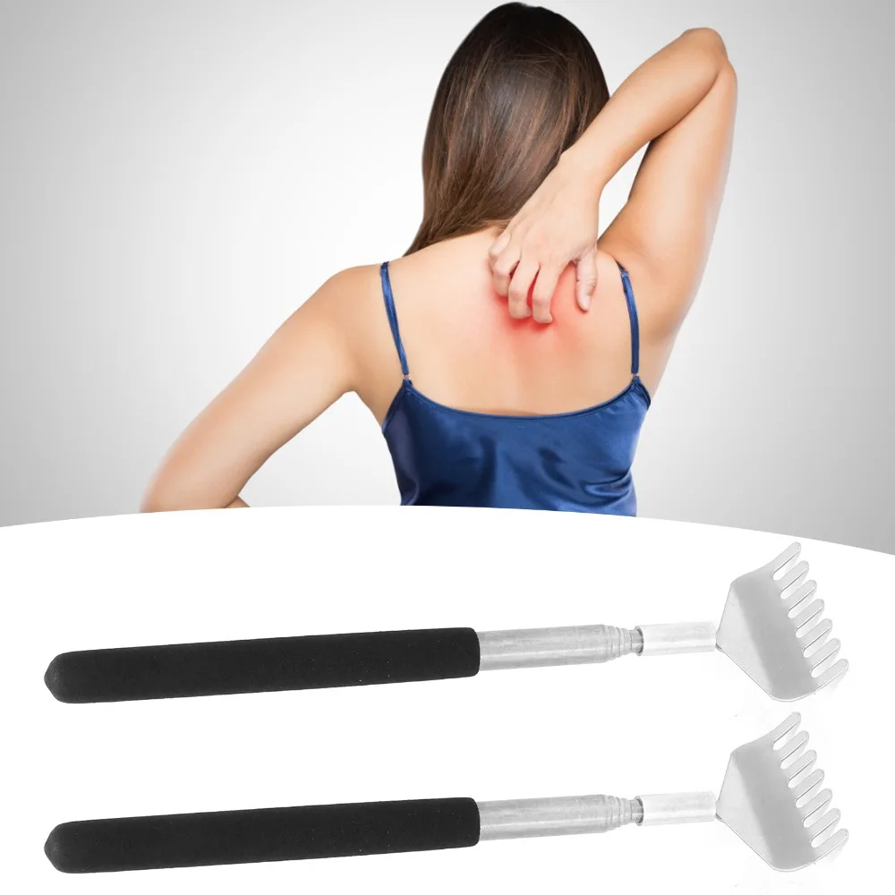 2Pcs Compact Stainless Steel Back Scratcher Long Handle Skin Friendly Itch Relief Tool Retractable Portable Scratcher Body Care